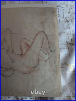 1902 Henry Miller Picasso Two Figures & A Cat Print Erotica Artwork Picture VTG