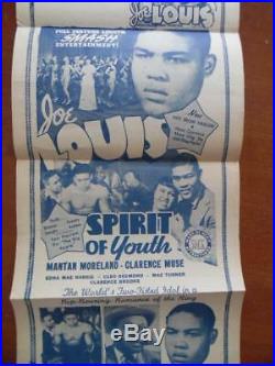 1938 SPIRIT OF YOUTH Joe Louis Boxing Movie Herald Poster Black Cast Vintage VG