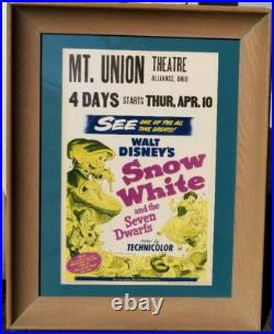 1951 Disney SNOW WHITE Window Movie Theater 14x21 POSTER 50s ART vtg Frame