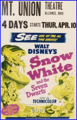 1951 Disney SNOW WHITE Window Movie Theater 14x21 POSTER 50s ART vtg Frame