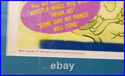 1951 Disney SNOW WHITE Window Movie Theater 14x21 POSTER 50s ART vtg Frame
