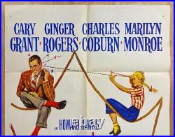 1952 Monkey Business One Sheet Movie Poster Marilyn Monroe Cary Grant Vintage