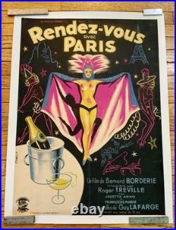 1954 vintage French cinema poster Rendez-vous avec Paris Bernard Borderie