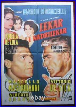 1957 Original Movie Poster Medico e Stregone De Sica Mastroianni Italian Vintage