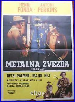 1957 Original Movie Poster The Tin Star Anthony Mann Henry Fonda Perkins ex Yu