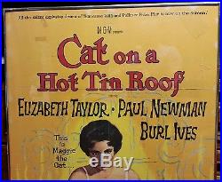 1958 CAT ON A HOT TIN ROOF POSTER Elizabeth Taylor Paul Newman vtg old Movie 50s