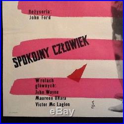 1959 Jerzy Flisak Spokojny Czlowiek Vintage Polish Movie Poster JOHN WAYNE