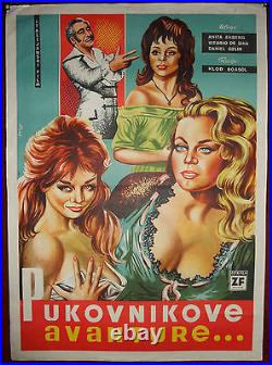 1959 Original Movie Poster TRES ETC DEL CORONEL Anita Ekberg, Vittorio De Sica