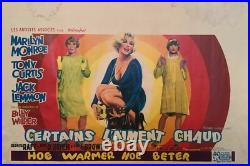 1959 Original Vintage Monroe Poster CERTAINS L'AIMENT CHAUD Some like it hot