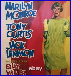 1959 Original Vintage Monroe Poster CERTAINS L'AIMENT CHAUD Some like it hot