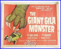 1959 VINTAGE HORROR Original Half Sheet Movie Poster THE GIANT GILA MONSTER