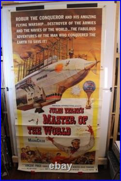 1961 JULES VERNE'S MASTER OF THE WORLD Original VINTAGE 3-SHT Movie Poster 41x78