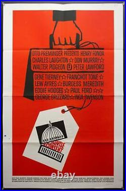 1962 Advise & Consent One Sheet Movie Poster by Saul Bass Vintage Original