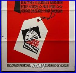 1962 Advise & Consent One Sheet Movie Poster by Saul Bass Vintage Original