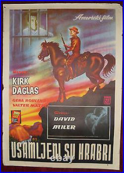 1962 Original movie poster Lonely are the Brave David Miller Kirk Douglas Mattha