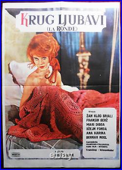1964 Original Movie Poster La Ronde Circle of Love Roger Vadim Jane Fonda