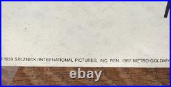 1967 Vintage Gone With The Wind Original Theatrical Movie Poster. Super Rare