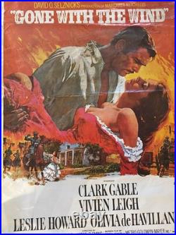 1967 Vintage Gone With The Wind Original Theatrical Movie Poster. Super Rare