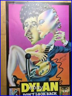 1969 Alan Aldridge Dont Look Back Bob Dylan Signed Poster Rare Film Hapshash