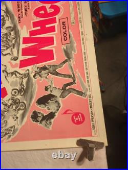 1969 Vintage Movie Poster WILD WHEELS 22x28 Tube Stored BIKERS RARE Motorcycle