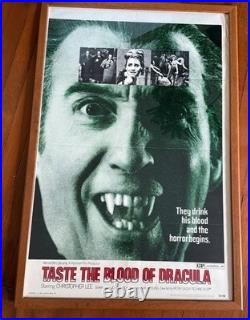 1970 ORIGINAL DRACULA Poster + Vintage Military Snap Frame Army Stamped Hamm