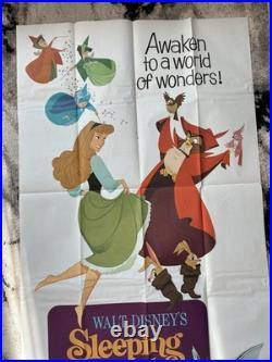 1970 Original Rare Vintage Disney 3 Sheet Movie Poster Sleeping Beauty Near Mint