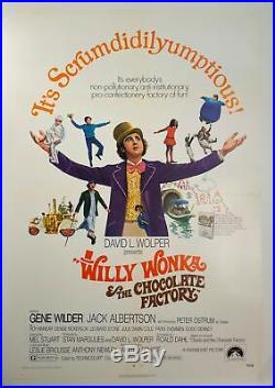 1971 Willie Wonka & The Chocolate Factory One Sheet Movie Poster Vintage