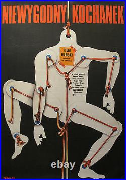 1973 Original Polish Movie Poster, Skeleton On A String, Foreign Film Decor