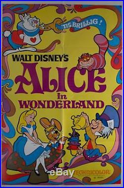 1974 Walt Disney Alice in Wonderland Movie Entertainment Poster Vintage Original
