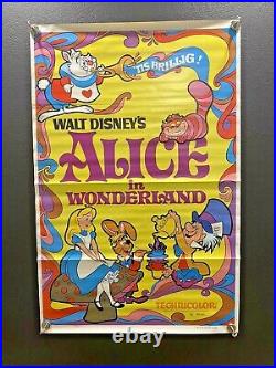 1974 Walt Disney's Alice in Wonderland 1-sheet Movie Poster Vintage Original VG+