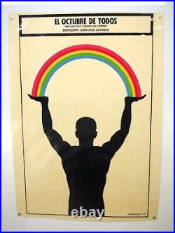 1977 CUBA Silkscreen VTG Movie FILM Poster SANTIAGO ALVAREZ Julio Eloy RAINBOW