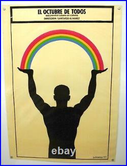 1977 CUBA Silkscreen VTG Movie FILM Poster SANTIAGO ALVAREZ Julio Eloy RAINBOW