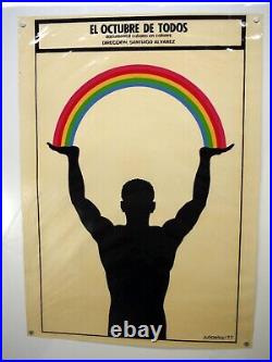 1977 CUBA Silkscreen VTG Movie FILM Poster SANTIAGO ALVAREZ Julio Eloy RAINBOW