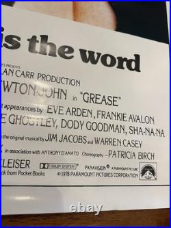 1978 Grease Movie Poster Original Vintage 27x41 Excellent Condition Travolta