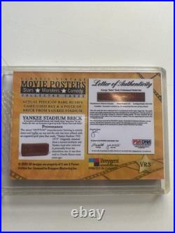 2009 Breygent Vintage Movie Posters Babe Ruth game used bat + Yankee Stad brick
