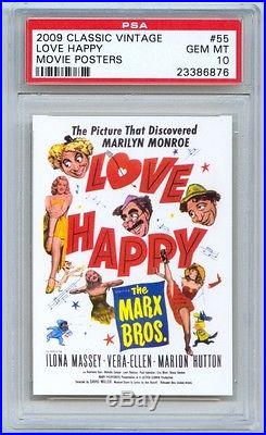 2009 Vintage Movie Posters #55 MARILYN MONROE Love Happy MARX Brothers PSA 10