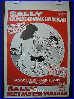 5 diff. Erotic movie posters 1970's vintage original affiche erotique