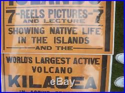 7FT PACIFIC ISLAND antique travel movie poster vtg hawaiian hula tiki surf art