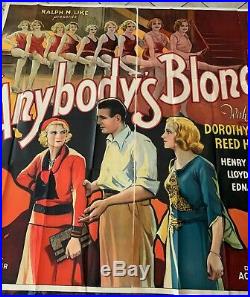ANYBODY'S BLONDE 6 SH ORIGINAL VINTAGE MOVIE POSTER CHORUS GIRLS 1931 81x81