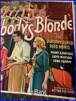 ANYBODY'S BLONDE 6 SH ORIGINAL VINTAGE MOVIE POSTER CHORUS GIRLS 1931 81x81
