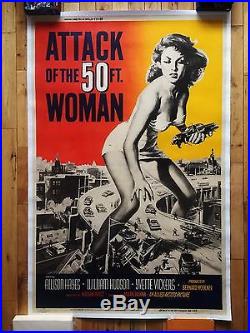 ATTACK OF THE FIFTY 50 FT FOOT WOMAN original vintage movie poster 40x60 1958