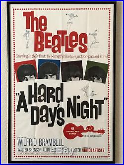 A HARD DAY'S NIGHT BEATLES ORIGINAL VINTAGE MOVIE POSTER ONE SHEET almost mint