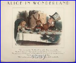 Alice In Wonderland Vintage 1990 Lithographic Print 24 X 30