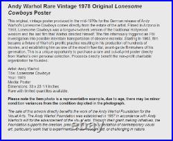 Andy Warhol Rare Vintage 1978 Original Lonesome Cowboys Poster