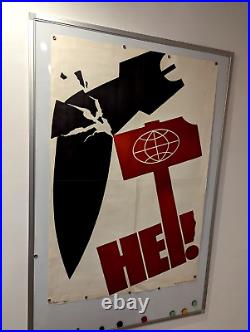 Anti-war POSTER disarmament / NO WAR / VTG Soviet / Red hammer smashes rockets