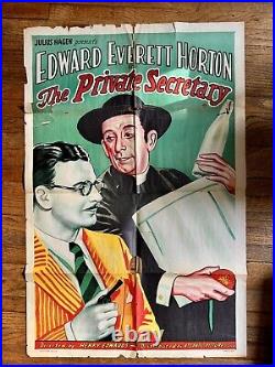 Antique Lithograph Movie Poster The Private Secretary 1935 Edward Everett Horton