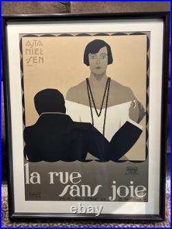 Asta Nielsen Vintage Movie Advertising Lithograph Poster La Rue Sans Joie