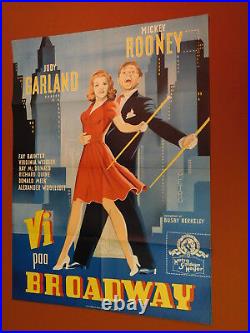 BABES ON BROADWAY Vintage 40s Film JUDY GARLAND Danish Color Litho MOVIE POSTER