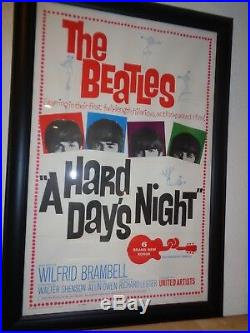 BEATLES Original Vintage Movie Music Poster A Hard Days Night Near Mint Linen