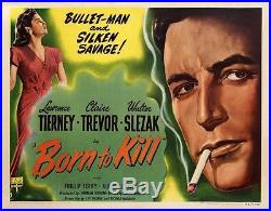 BORN TO KILL (1947) Vintage orig half sheet poster RARE style B vivid colors VG+